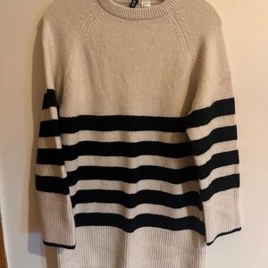 Divided Striped Cream and Black Sweater